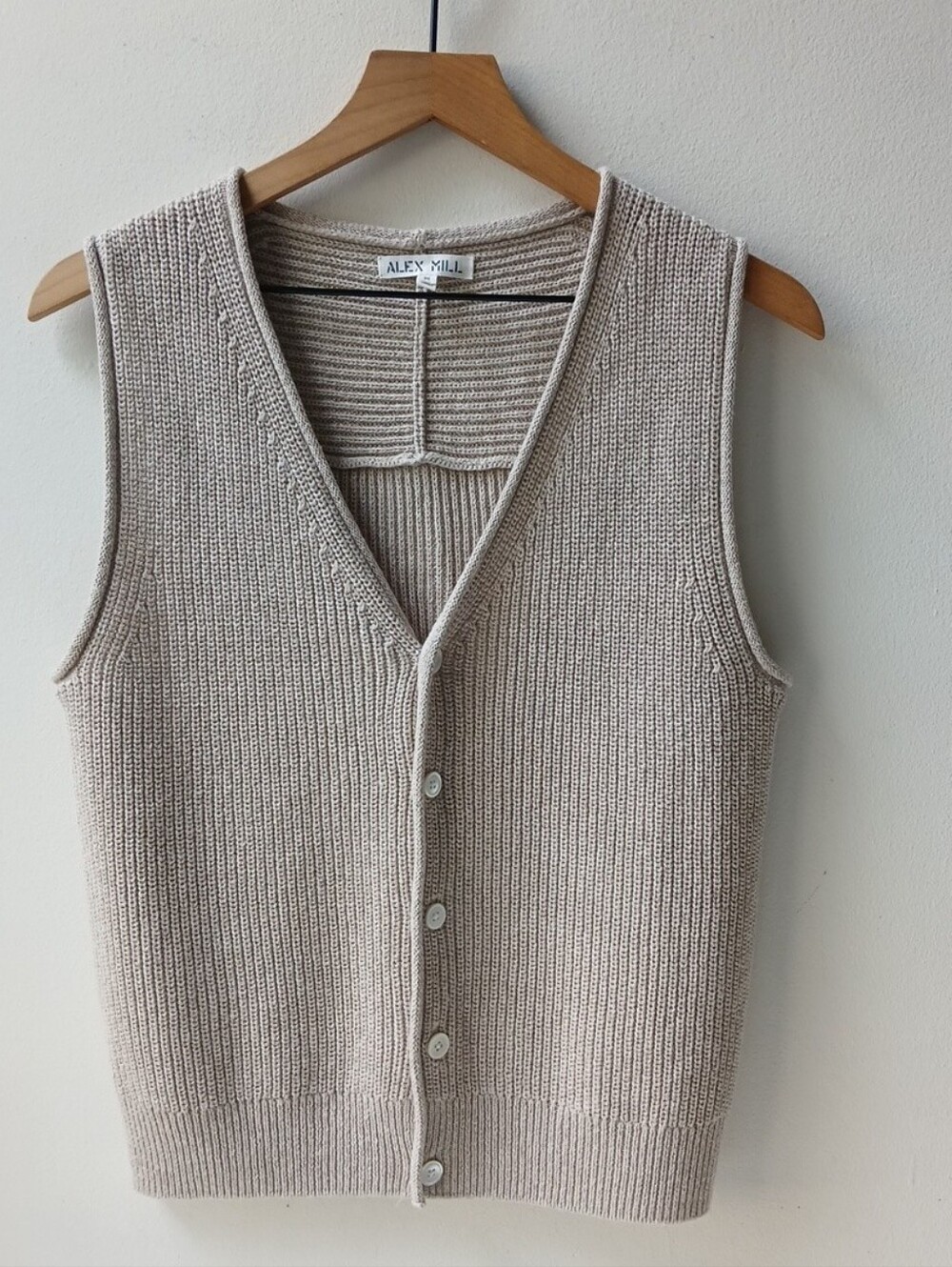 Alex Mill Eldridge Button Front Sweater Vest Oatmeal Women's Medium